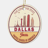 Dallas Texas City Skyline Emblem Keramisch Ornament (Links)
