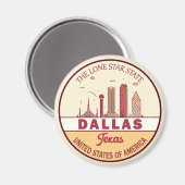 Dallas Texas City Skyline Emblem Magneet (Voorkant / Achterkant)