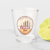 Dallas Texas City Skyline Emblem Shot Glas (Voorkant)