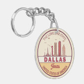 Dallas Texas City Skyline Emblem Sleutelhanger (Voorkant Links)