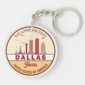 Dallas Texas City Skyline Emblem Sleutelhanger (Achterkant)