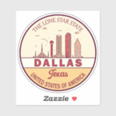 Dallas Texas City Skyline Emblem Sticker (Vel)