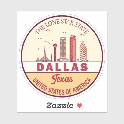 Dallas Texas City Skyline Emblem Sticker (Vel)