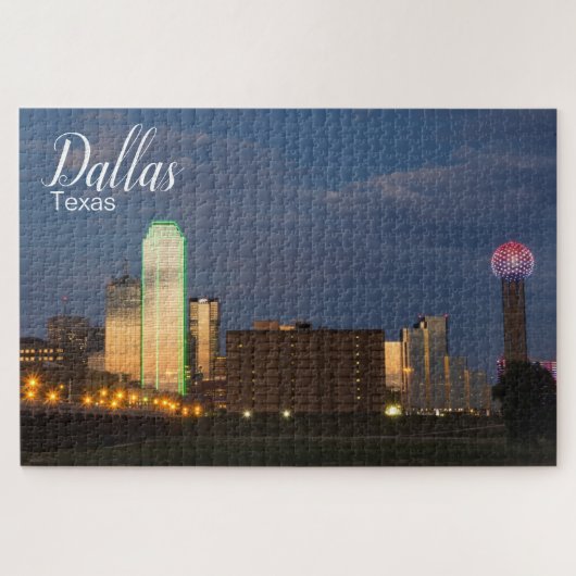 Dallas Texas City Skyline Jigzaag Puzzle Legpuzzel (Horizontaal)