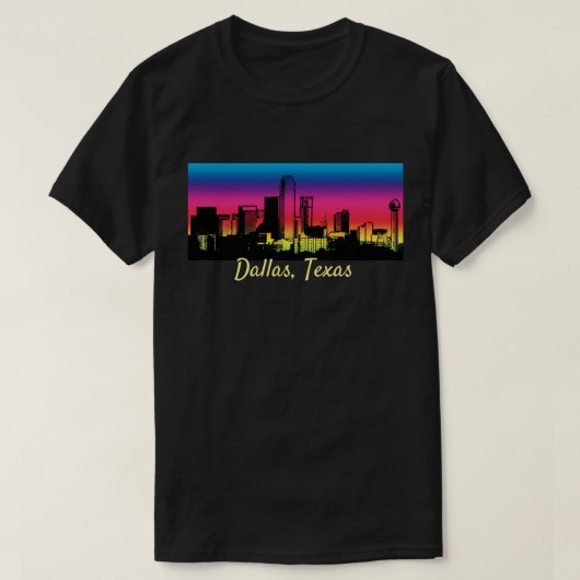 Dallas Texas City Skyline T-shirt (Design voorkant)