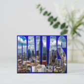 Dallas Texas City Skyline Typographic Briefkaart (Staand voorkant)