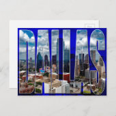Dallas Texas City Skyline Typographic Briefkaart (Voorkant / Achterkant)