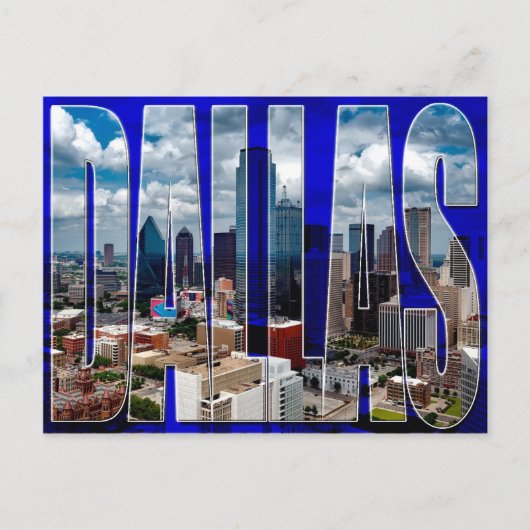 Dallas Texas City Skyline Typographic Briefkaart (Voorkant)