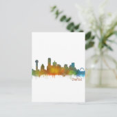 Dallas Texas City Waterverf Skyline Hq v2 Briefkaart (Staand voorkant)