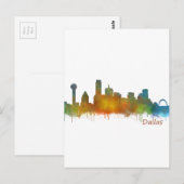 Dallas Texas City Waterverf Skyline Hq v2 Briefkaart (Voorkant / Achterkant)