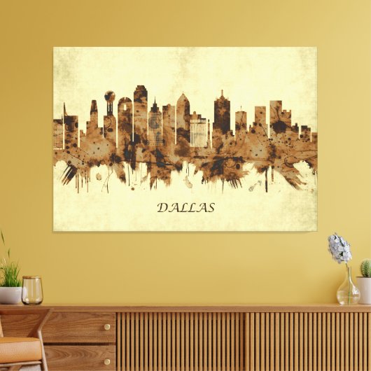 Dallas Texas Cityscape Canvas Afdruk (Insitu (Woonkamer))