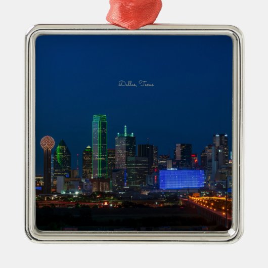 Dallas, Texas cityscape-foto, Metal Ornament (Voorkant)