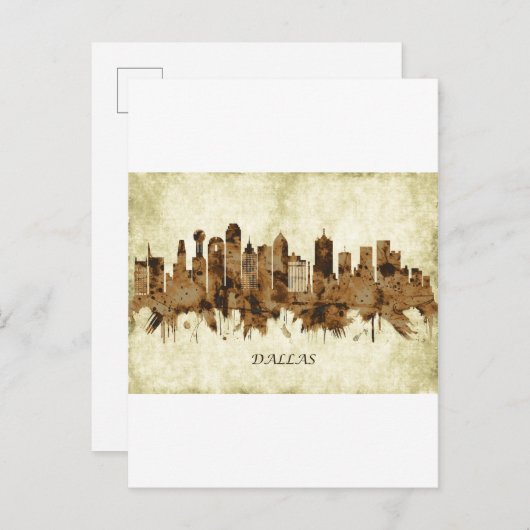 Dallas Texas Cityscape Uitnodiging Briefkaart (Voorkant / Achterkant)