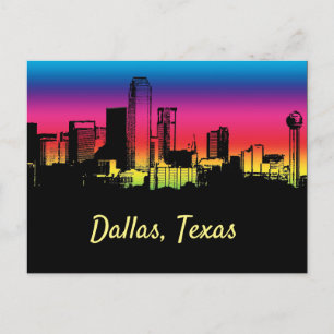 Dallas Texas Colorful City Skyline Briefkaart