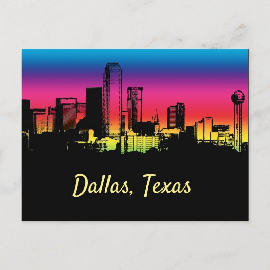 Dallas Texas Colorful City Skyline Briefkaart (Voorkant)