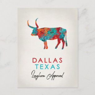 Dallas Texas Colorful Longhorn Briefkaart