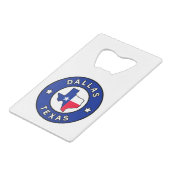Dallas Texas Creditkaart Flessenopener (Voorkant Gekanteld)