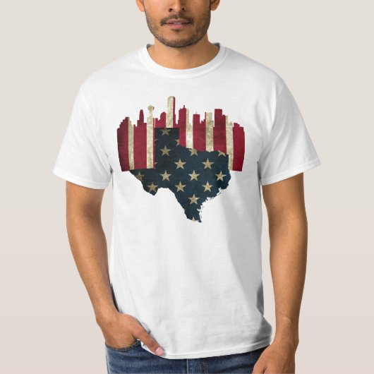 Dallas, Texas Flag Skyline T-shirt (Voorkant)