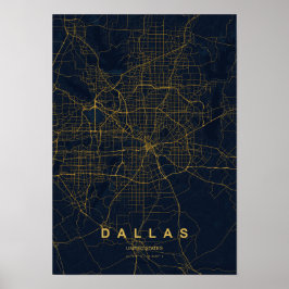 Dallas Texas gestileerde kaartprint | Modern highl Poster