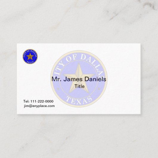 Dallas Texas Great Seal Visitekaartje (Voorkant)