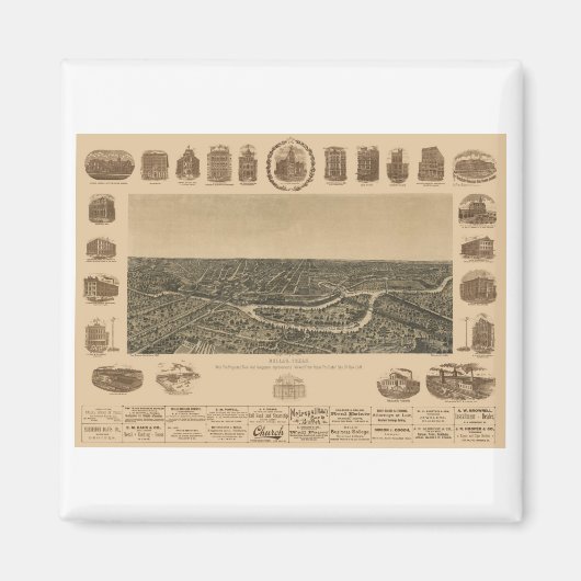 Dallas Texas in 1892 Magneet (Voorkant)