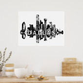 Dallas, Texas in zwart-wit Poster (Keuken)