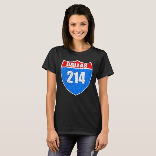 Dallas Texas Interstate 45 Pride Represent 214 Dis T-shirt (Voorkant volledig)