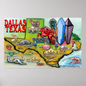 Dallas TEXAS-kaart Poster (Voorkant)
