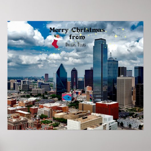 Dallas, Texas Kerstgroeten Poster (Voorkant)