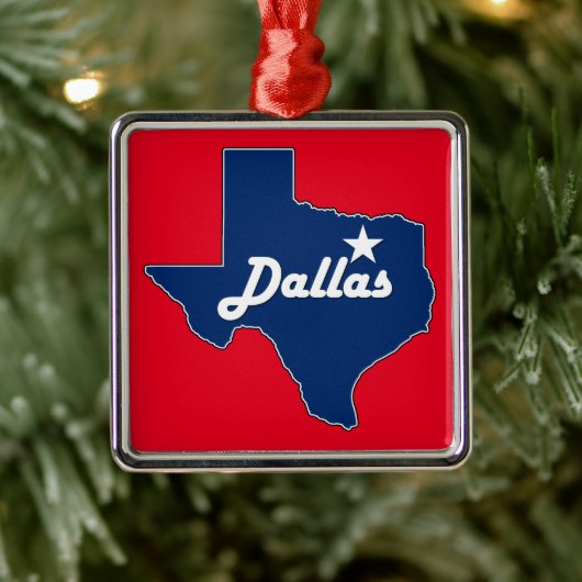 Dallas Texas Lone Star State Map Kerstmis Metalen Ornament (Boom)