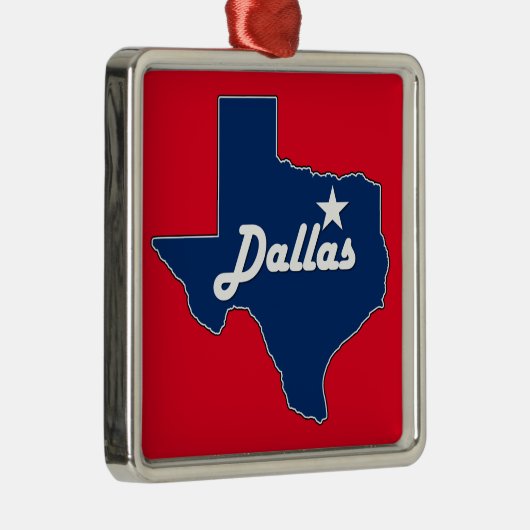 Dallas Texas Lone Star State Map Kerstmis Metalen Ornament (Rechts)