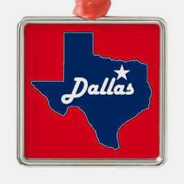 Dallas Texas Lone Star State Map Kerstmis Metalen Ornament