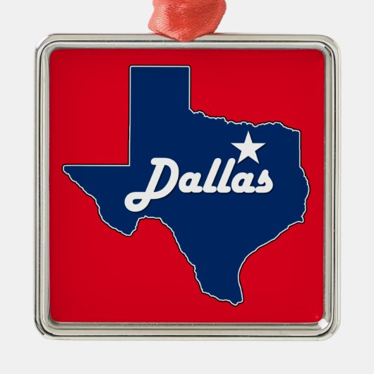 Dallas Texas Lone Star State Map Kerstmis Metalen Ornament (Voorkant)