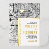 Dallas, Texas Love Locator | Stad thema bruiloft Folie Uitnodiging (Voorkant)