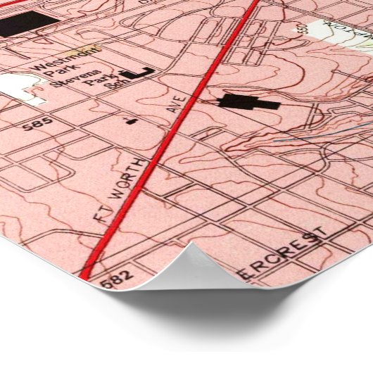 Dallas Texas Map (1995) Poster (Hoek)