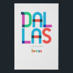 Dallas Texas Mid Century, Pop Art, Imitatie Canvas Print<br><div class="desc">Dallas Texas klassieke retro teruggooistijl uit de jaren 70 en 80. Heldere primaire kleuren in de 20e-eeuwse abstracte kunststijl met eenvoudige geometrische elementen.  pop kunst. Simpel gewaagd,  draag je geboortestad hardop.</div>