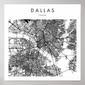 Dallas Texas Minimal Modern Street Map Poster (Voorkant)