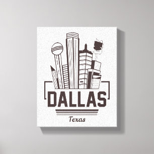 Dallas Texas Modern Silhouet Stedelijk Grafisch On Canvas Afdruk