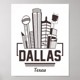Dallas Texas Modern Silhouet Stedelijk Grafisch On Poster