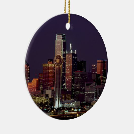 Dallas, Texas night skyline Keramisch Ornament (Rechts)