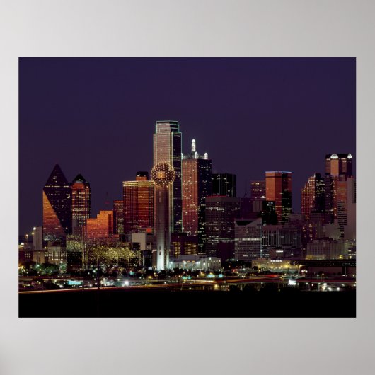 Dallas, Texas night skyline Poster (Voorkant)