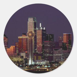 Dallas, Texas night skyline Ronde Sticker