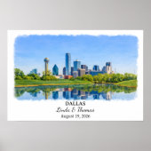 Dallas Texas Poster, Aquarel, Op Maat Poster (Voorkant)