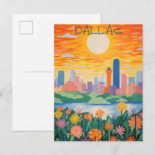Dallas Texas Reis Stad Schilderen Esthetisch Briefkaart