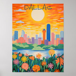 Dallas Texas Reizen Stad Schilderen Esthetisch Poster