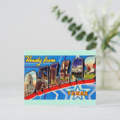 Dallas Texas Retro Groeten Briefkaart (Staand voorkant)
