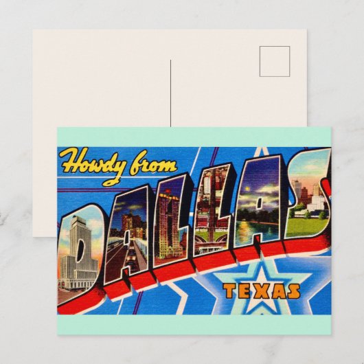 Dallas Texas Retro Groeten Briefkaart (Voorkant / Achterkant)