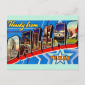 Dallas Texas Retro Groeten Briefkaart (Voorkant)