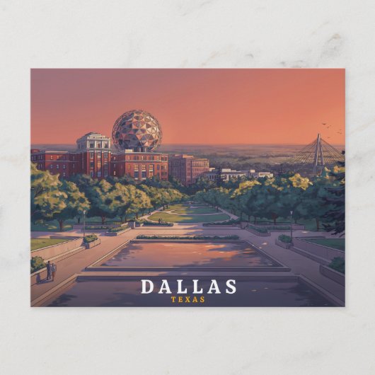 Dallas Texas Retro Reis Briefkaart (Voorkant)