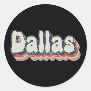Dallas Texas Retro Vervaaide Tekst Kunst Ronde Sticker